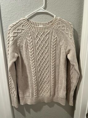 GAP Women's Cable Knit Crewneck Sweater - Light Beige